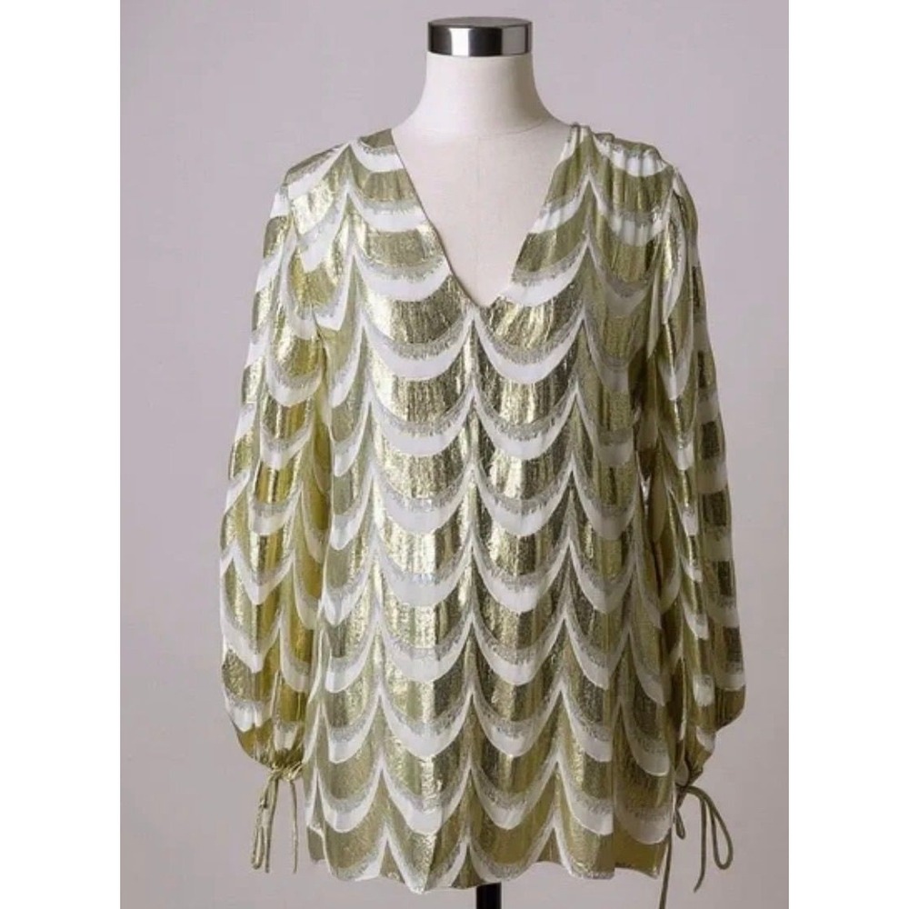 NWT Jen's Pirate Booty x Free People Lima Mini Dress scalloped foil look Large